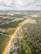 Aerial rainbow landscape, AI-generated artwork